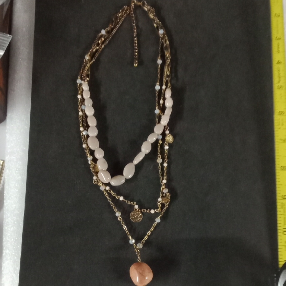 3 Strand Gold Tone Necklace #A223